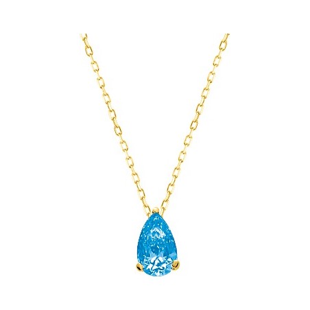 Tinoli - Collier chaine Or 9 carats 375/1000 pendentif topaze bleue