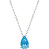Tinoli - Collier chaine Or blanc 9 carats 375/1000 pendentif topaze bleue