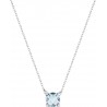 Topial - Collier chaine Or blanc 9 carats 375/1000 pendentif topaze bleue
