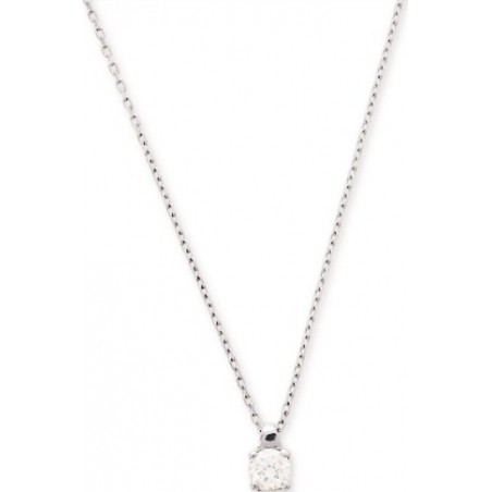 Yunia - Collier chaine Or blanc 9 carats 375/1000 pendentif oxyde de zirconium