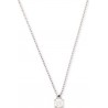 Yunia - Collier chaine Or blanc 9 carats 375/1000 pendentif oxyde de zirconium