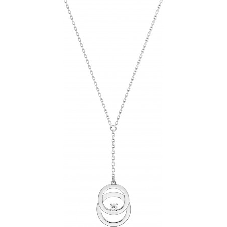 Yumuna - Collier chaine Or blanc 9 carats 375/1000 pendentif oxyde de zirconium