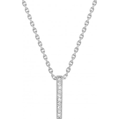 Yunani - Collier chaine Or blanc 9 carats 375/1000 pendentif oxyde de zirconium