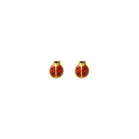Coccinelle rouge - Boucles d'oreilles en Or jaune 375/1000