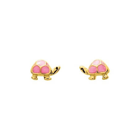 Tortue rose - Boucles d'oreilles en Or jaune 375/1000