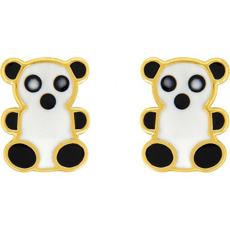 Panda - Boucles d'oreilles en Plaqué Or