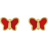 Papillon rouge - Boucles d'oreilles en Or jaune 375/1000