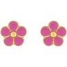 Fleur rose - Boucles d'oreilles en Or jaune 375/1000