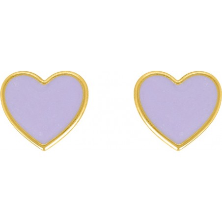Coeur violet - Boucles d'oreilles en Or jaune 375/1000
