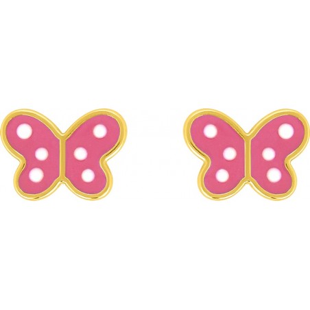 Papillons roses - Boucles d'oreilles en Plaqué Or
