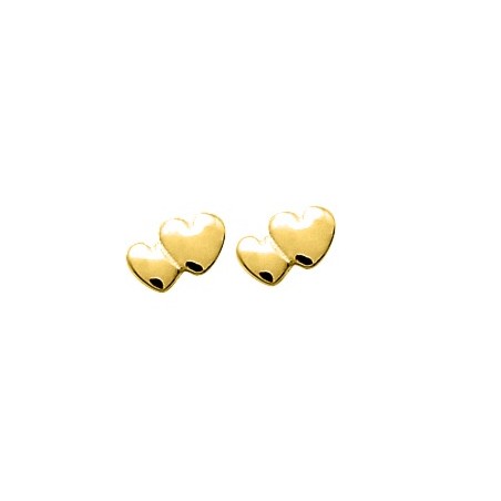 Doubles Coeurs dorés - Boucles d'oreilles en Plaqué Or