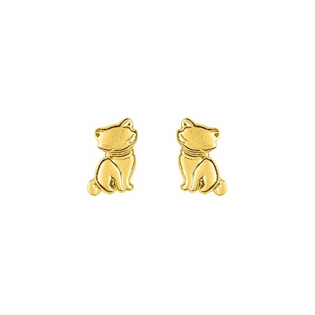 Chat - Boucles d'oreilles en Or jaune 375/1000