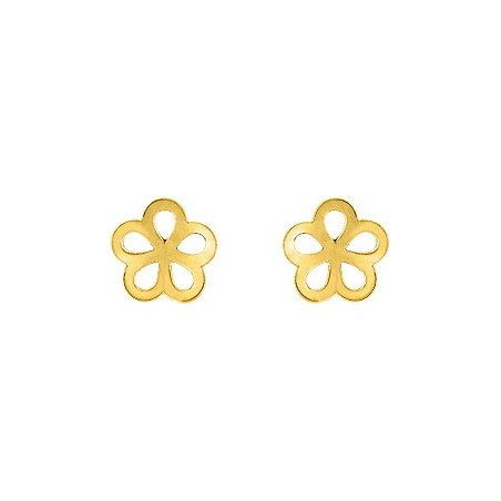 Fleur ajourée- Boucles d'oreilles en Or jaune 375/1000