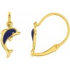 Dauphin bleu - Boucles d'oreilles pendantes en Or jaune 375/1000