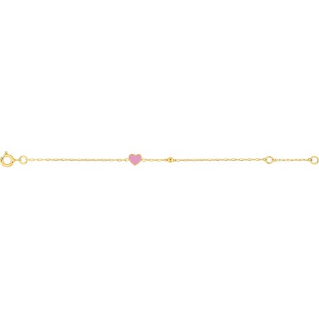 Coeur rose - Bracelet enfant Or 9 carats 375/1000