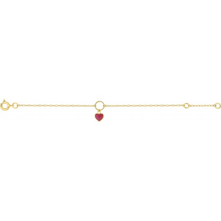 Coeur rouge - Bracelet enfant Or 9 carats 375/1000