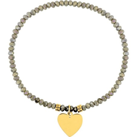 Blana - Bracelet élastiqué acier coeur doré et pierres