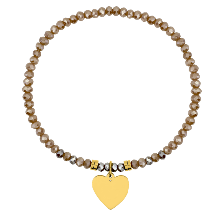 Blana - Bracelet élastiqué acier coeur doré et pierres